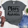 www.teestore.io-Funny Mom Shirt - I'm Just A Mom Trying To Not Raise Assholes Shirt - Momlife - Boy Mama TShirt Gift Tshirt Funny Sarcastic Humor Comical Tee | TeeStore.io