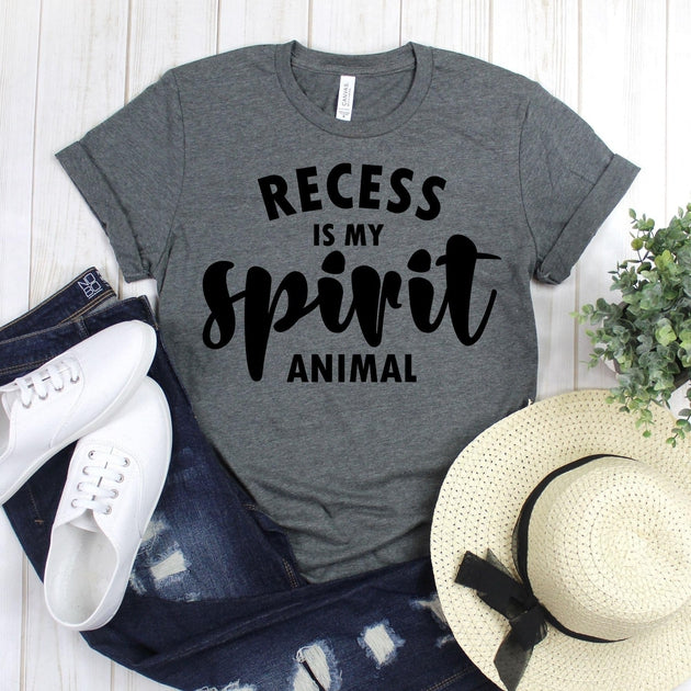 www.teestore.io-Funny Teacher Shirt - Recess Is My Spirit Animal Shirt - Teacher Shirt - Field Trip Shirts - Teacher Life Shirt - Kindergarten Teacher Tshirt Funny Sarcastic Humor Comical Tee | TeeStore.io