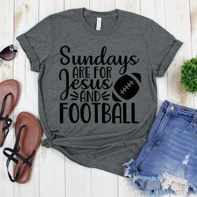 www.teestore.io-Game Day Shirt - Sundays Are For Jesus And Football Cursive Jesus - Football Season Tee - Christian Shirt - Football Shirt