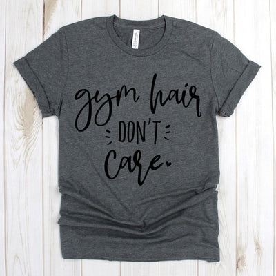 wwwteestoreio-Gym T-Shirt - Gym Hair Don't Care Tee Shirts - Exercise Tee Shirts - Work Out Tee - Funny Gym Shirt