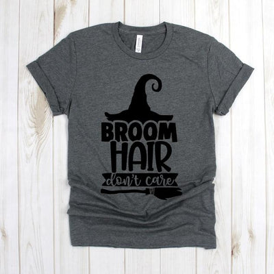 wwwteestoreio-Halloween Shirt - Broom Hair Don;t Care Broom Hat - Boo Shirt - Fall Shirt - Holiday TShirt - Witch Shirt