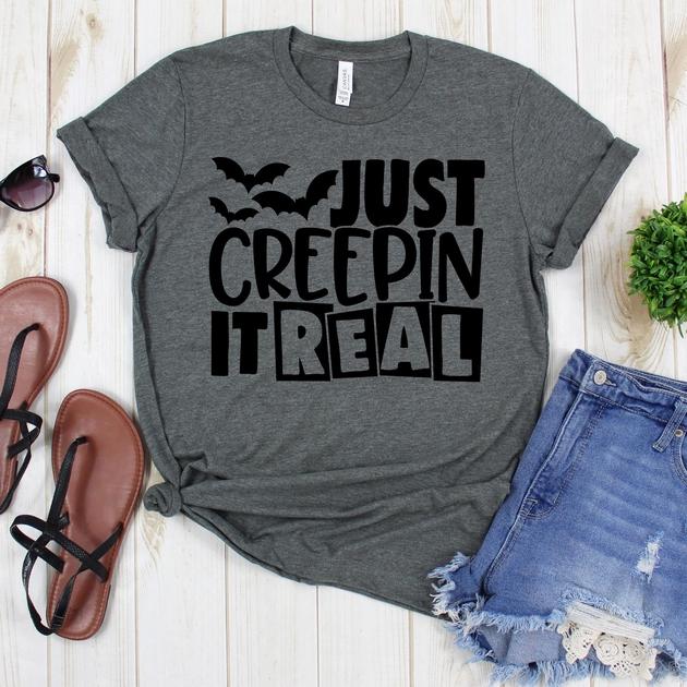 wwwteestoreio-Halloween Shirt - Just Creepin It Real Three Bats - Halloween Shirts - Witch TShirt - Fall Shirts - Halloween Tee