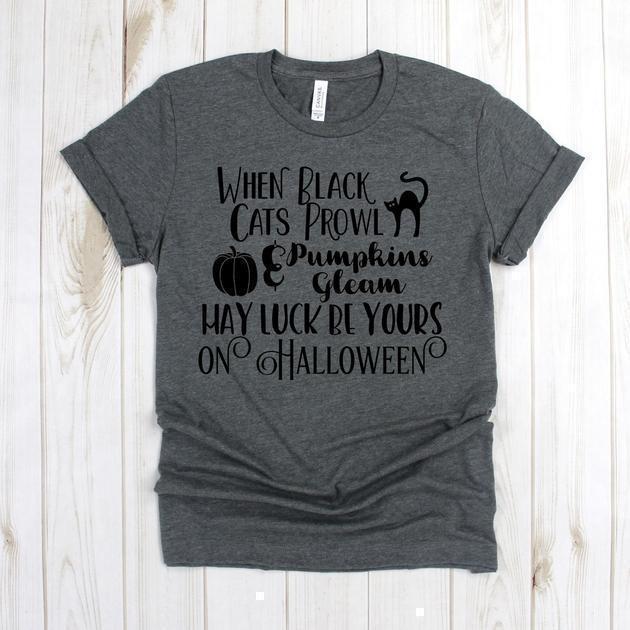 wwwteestoreio-Halloween Shirt - When Black Cats Prowl Pumpkin Cat - Holiday Shirt - Thanksgiving Shirt - Fall Shirt - Pumpkin Shirt