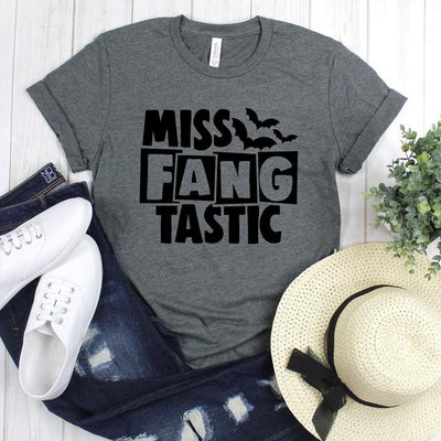 wwwteestoreio-Halloween T Shirt - Miss Fang Tastic Three Bats - Halloween Tee Shirt - Halloween Shirt - Halloween T-shirt