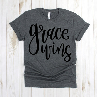 wwwteestoreio-Inspirational T Shirts - Grace Wins Shirt - Christian Graphic Tee - Christian Shirts - Christian T Shirt