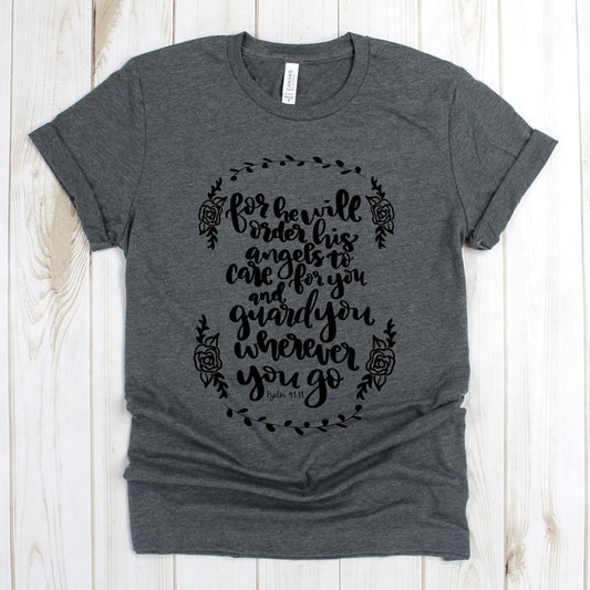 wwwteestoreio-Jesus Shirt - For He Will Order His To Care For You T Shirt - Bible Verse Shirts - Christian Shirts