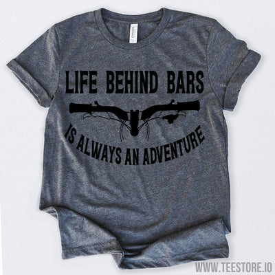 www.teestore.io-Life Behind Bars Is Always An Adventure Recumbent Bike Shirt Tshirt Funny Sarcastic Humor Comical Tee | TeeStore.io