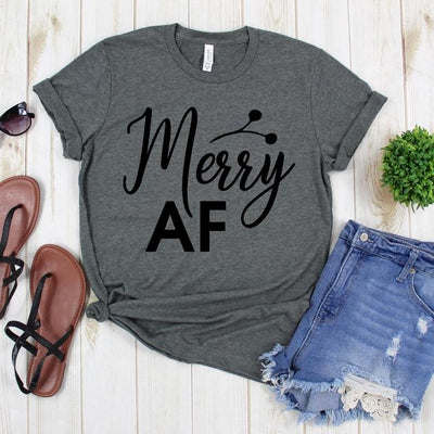 wwwteestoreio-Merry Christmas Shirt - Merry AF Uppercase AF - Christmas T Shirt - Funny Christmas Tee - Christmas Shirts