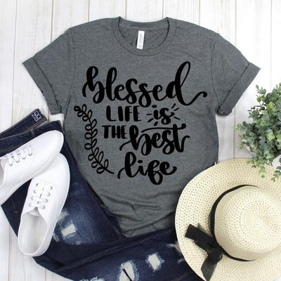 wwwteestoreio-Motivational Tee Shirt - Blessed Life Is The Best Life Shirt - Christian Shirt - Grateful Tshirt - Scripture Shirt - Bible Verse Shirt