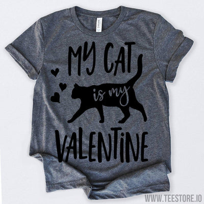 www.teestore.io-Valentines Day Shirt My Cat Is My Valentine Tshirt Funny Sarcastic Humor Comical Tee | TeeStore.io