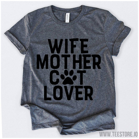 www.teestore.io-Wife Mother Cat Lover Tshirt Funny Sarcastic Humor Comical Tee | TeeStore.io