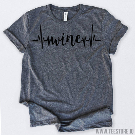 www.teestore.io-Wine Heartbeat Tshirt Funny Sarcastic Humor Comical Tee | TeeStore.io